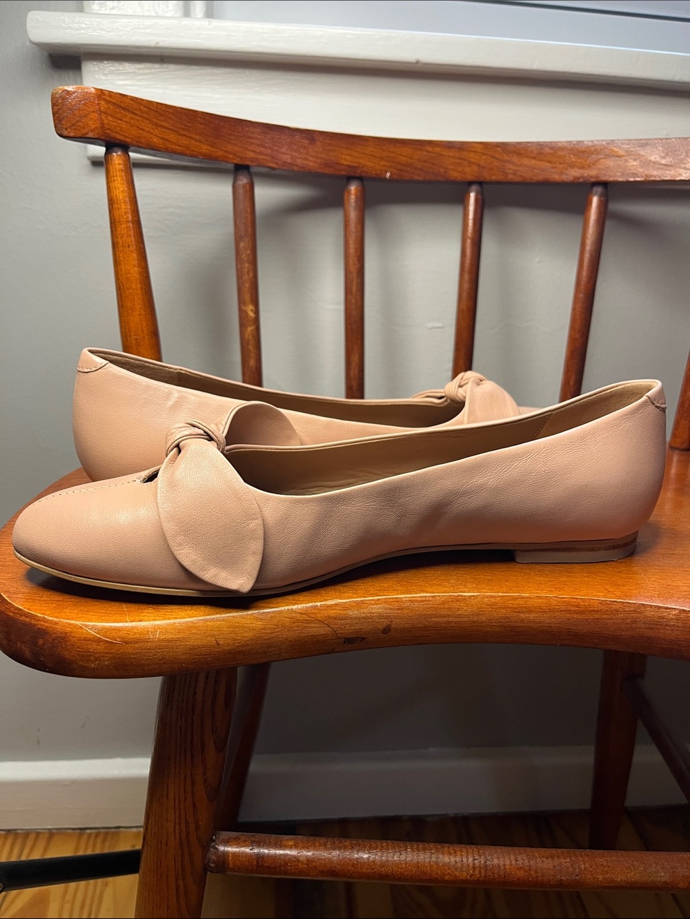 Anthropologie Pink Leather Ballet Flats Bow Detail Size 41 - Picture 5 of 11
